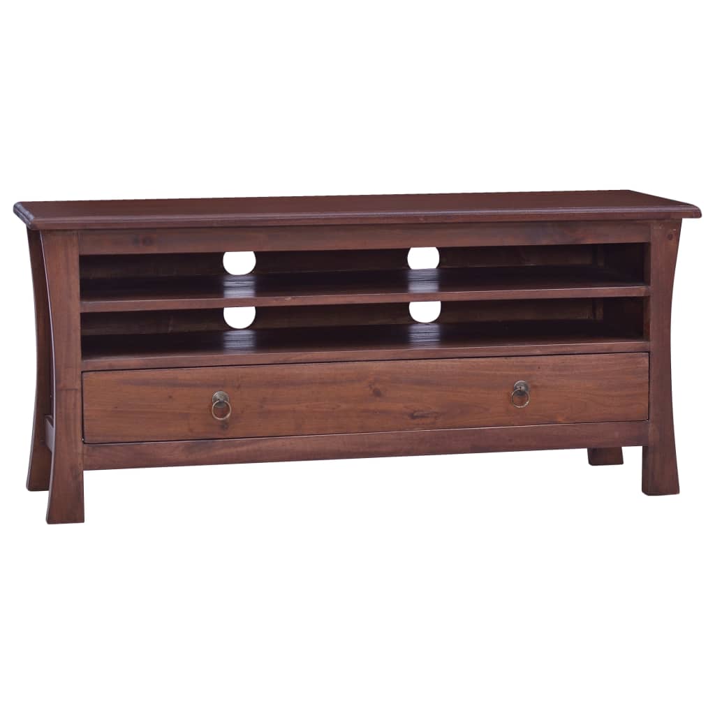 TV Cabinet Classical Brown 100x30x45 cm Solid Mahogany Wood - OLBRIT