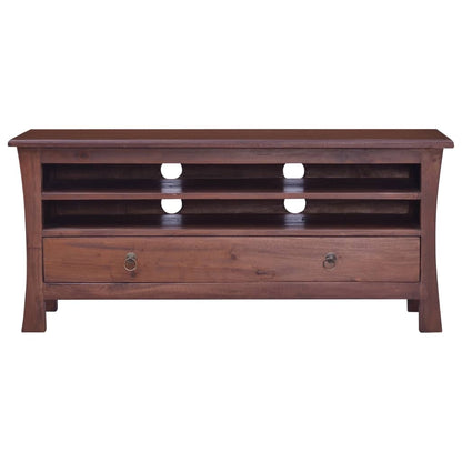 TV Cabinet Classical Brown 100x30x45 cm Solid Mahogany Wood - OLBRIT