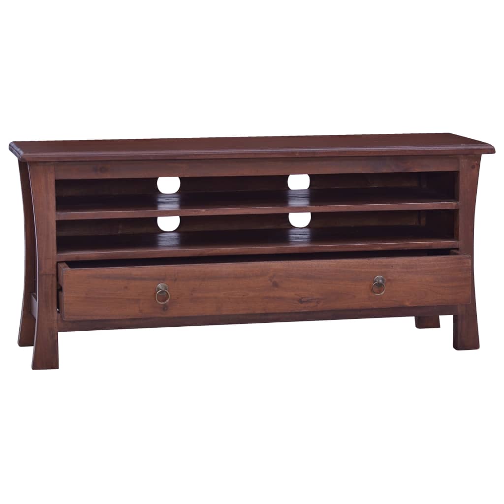 TV Cabinet Classical Brown 100x30x45 cm Solid Mahogany Wood - OLBRIT