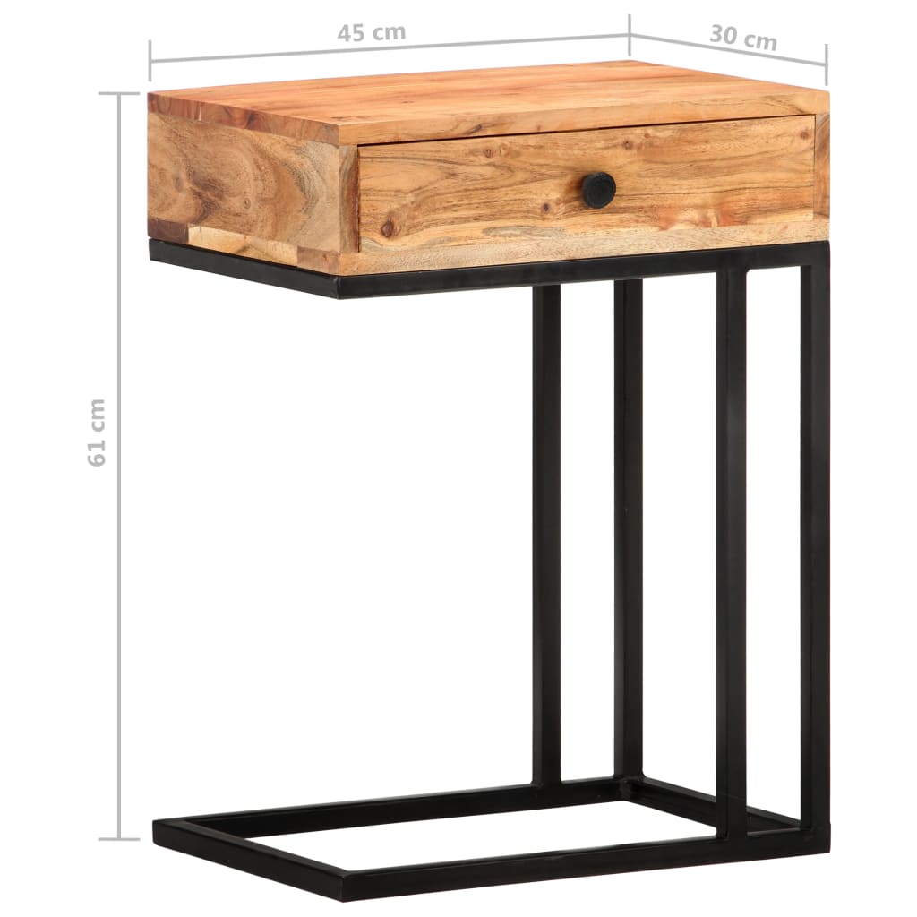 U-Shaped Side Table 45x30x61cm Solid Acacia Wood - OLBRIT