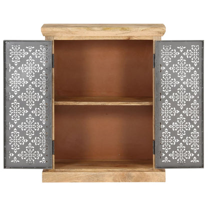 Sideboard with Steel Doors 60x35x75 cm Solid Mango Wood - OLBRIT