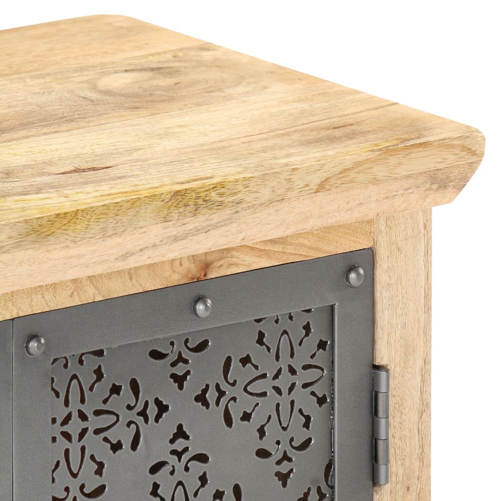 Sideboard with Steel Doors 60x35x75 cm Solid Mango Wood - OLBRIT