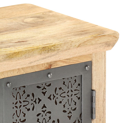Sideboard with Steel Doors 60x35x75 cm Solid Mango Wood - OLBRIT