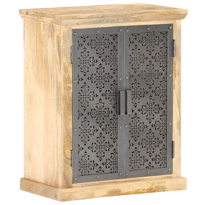 Sideboard with Steel Doors 60x35x75 cm Solid Mango Wood - OLBRIT