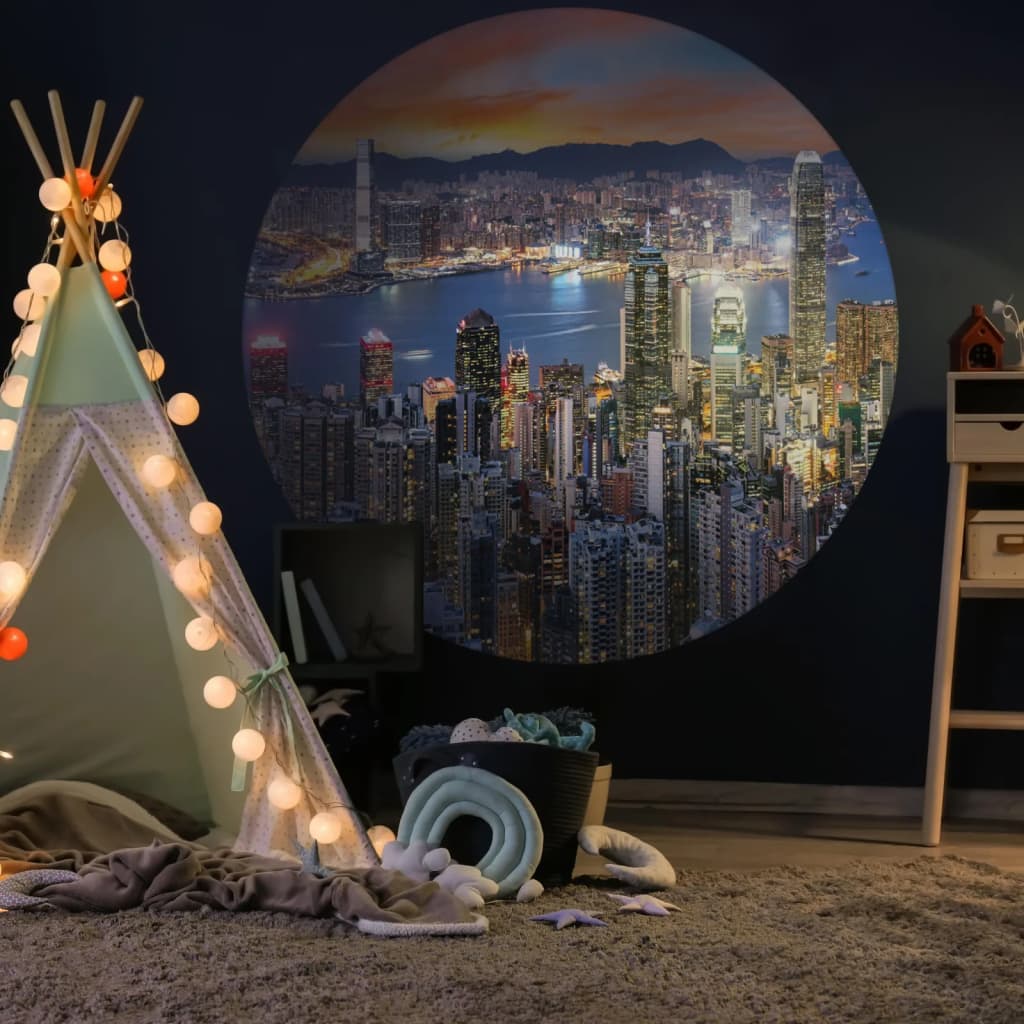 Skyline by Night Wallpaper Circle 190 cm - OLBRIT