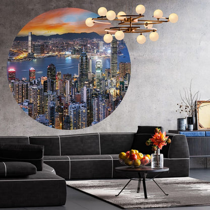 Skyline by Night Wallpaper Circle 190 cm - OLBRIT