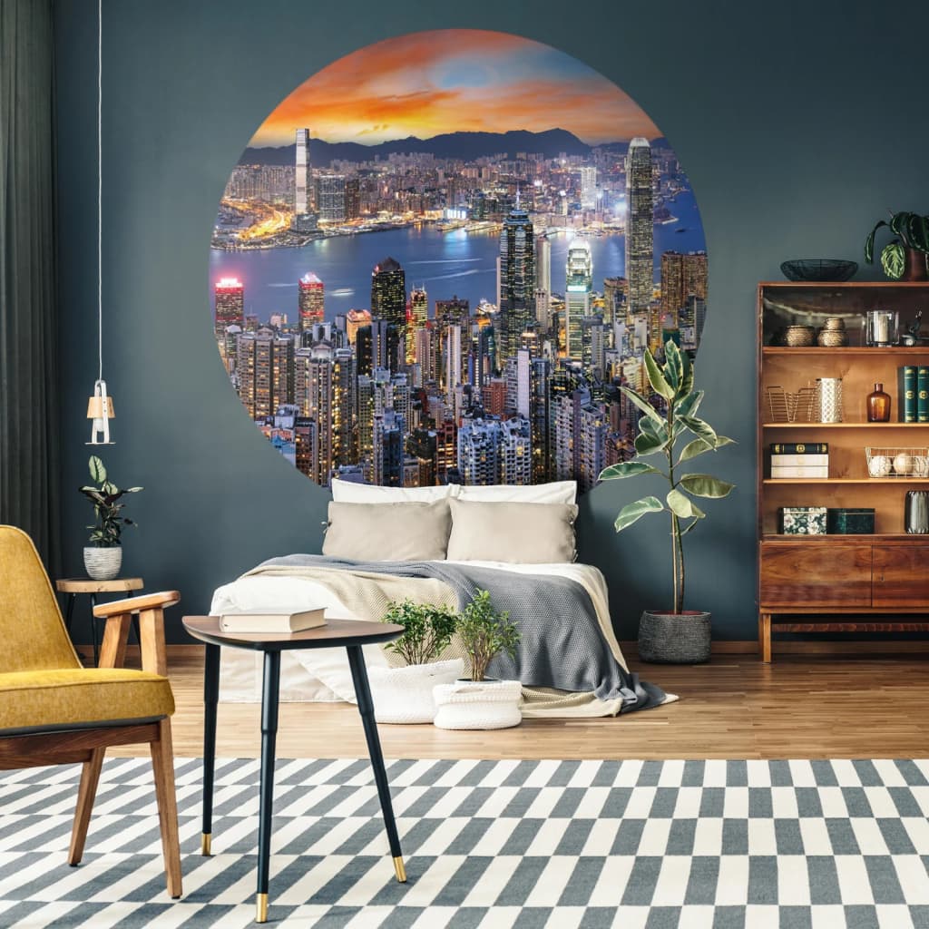 Skyline by Night Wallpaper Circle 190 cm - OLBRIT