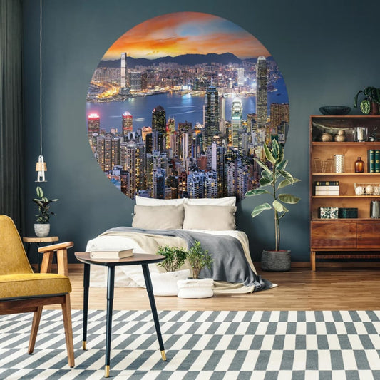 Skyline by Night Wallpaper Circle 190 cm - OLBRIT