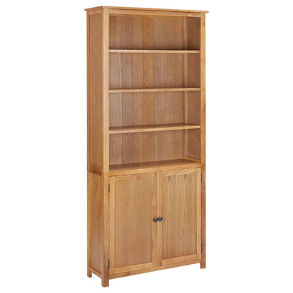 Bookcase with 2 Doors 90x30x200 cm Solid Oak Wood - OLBRIT