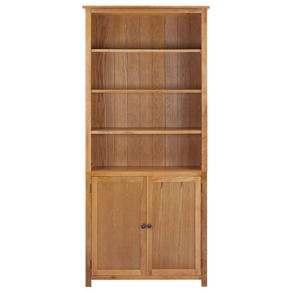 Bookcase with 2 Doors 90x30x200 cm Solid Oak Wood - OLBRIT