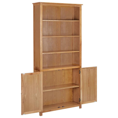Bookcase with 2 Doors 90x30x200 cm Solid Oak Wood - OLBRIT