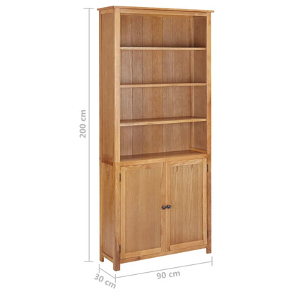 Bookcase with 2 Doors 90x30x200 cm Solid Oak Wood - OLBRIT