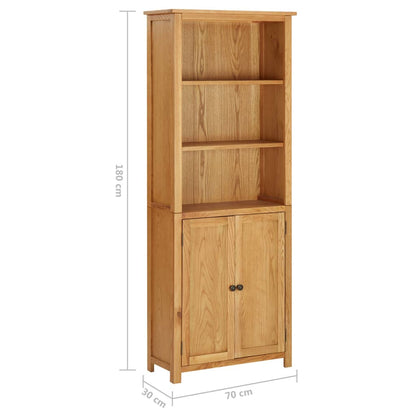 Bookcase with 2 Doors 70x30x180 cm Solid Oak Wood - OLBRIT