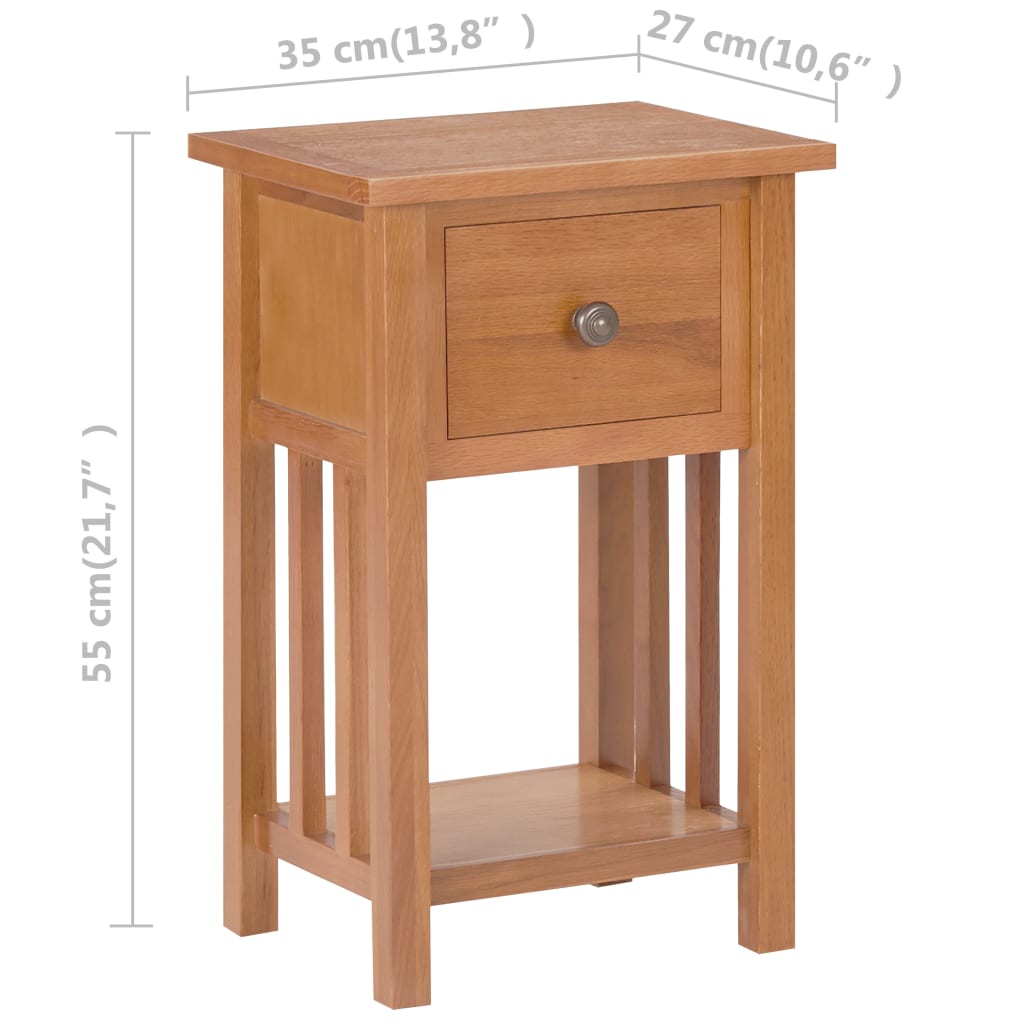 Magazine Table with Drawer 35x27x55 cm Solid Oak Wood - OLBRIT