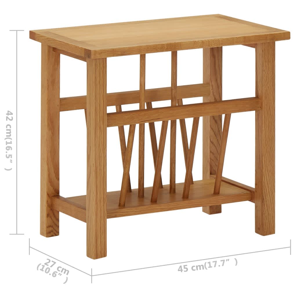 Magazine Table 45x27x42 cm Solid Oak Wood - OLBRIT