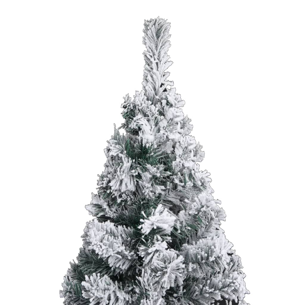 Slim Artificial Christmas Tree with Flocked Snow Green 180 cm PVC - OLBRIT