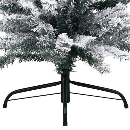 Slim Artificial Christmas Tree with Flocked Snow Green 180 cm PVC - OLBRIT