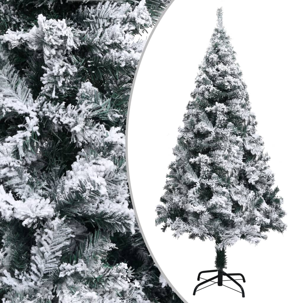Artificial Christmas Tree with Flocked Snow Green 150 cm PVC - OLBRIT