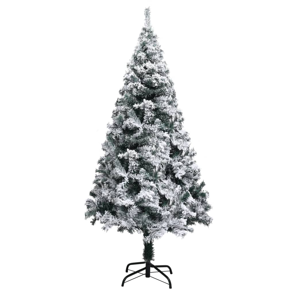 Artificial Christmas Tree with Flocked Snow Green 150 cm PVC - OLBRIT