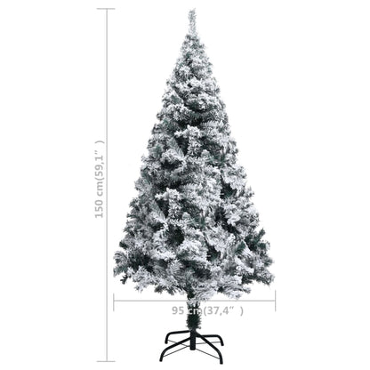 Artificial Christmas Tree with Flocked Snow Green 150 cm PVC - OLBRIT