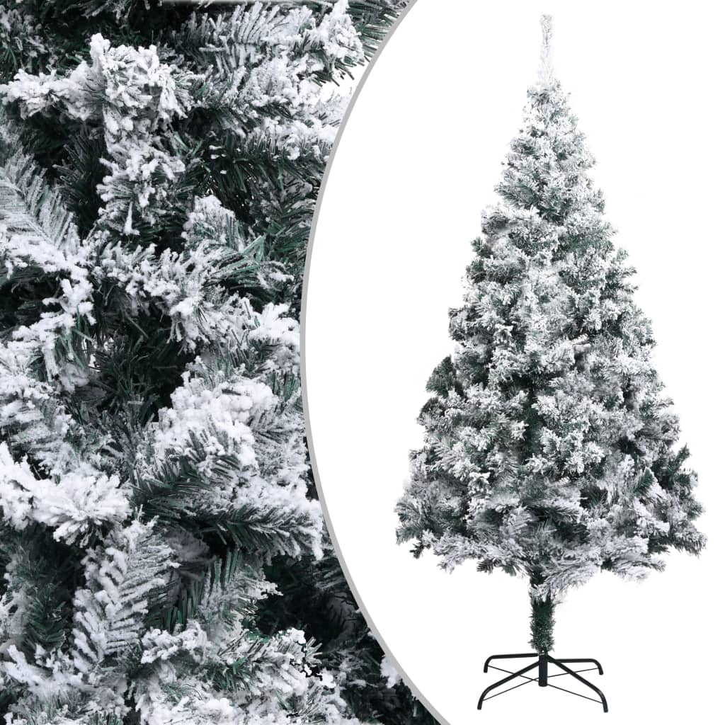 Artificial Christmas Tree with Flocked Snow Green 180 cm PVC - OLBRIT