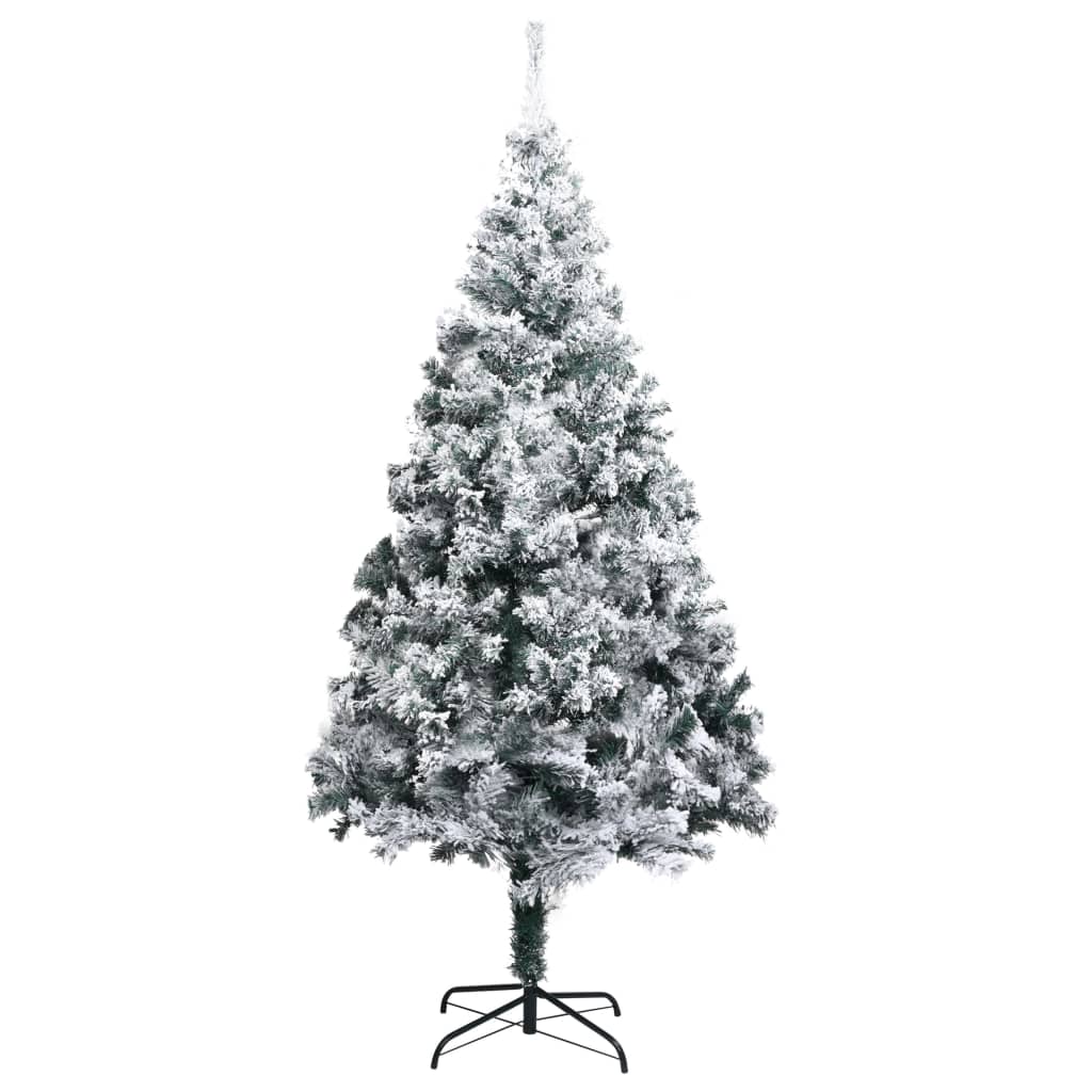 Artificial Christmas Tree with Flocked Snow Green 180 cm PVC - OLBRIT