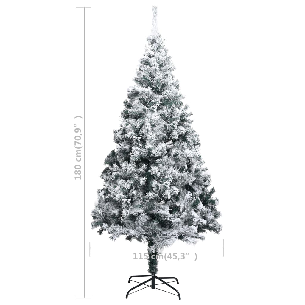 Artificial Christmas Tree with Flocked Snow Green 180 cm PVC - OLBRIT