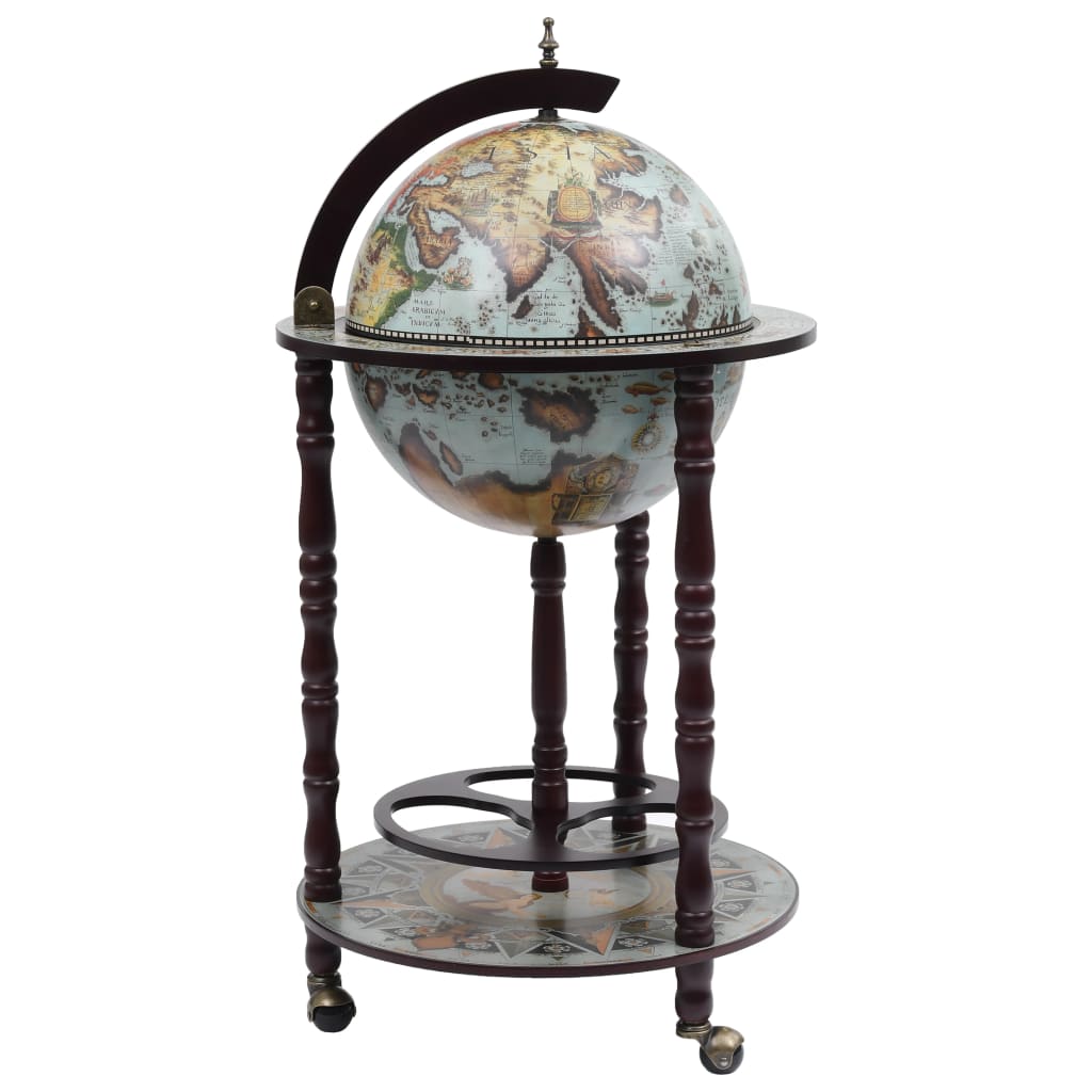 Globe Bar Wine Stand Eucalyptus Wood Blue - OLBRIT