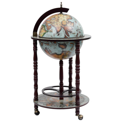 Globe Bar Wine Stand Eucalyptus Wood Blue - OLBRIT