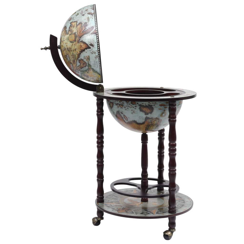 Globe Bar Wine Stand Eucalyptus Wood Blue - OLBRIT