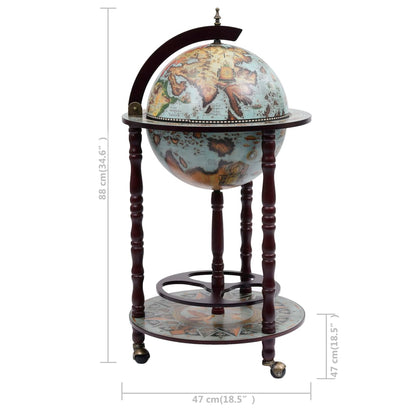 Globe Bar Wine Stand Eucalyptus Wood Blue - OLBRIT