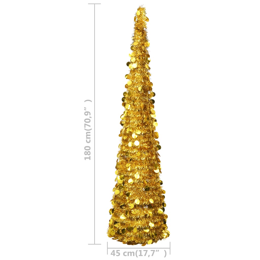 Pop-up Artificial Christmas Tree Gold 180 cm PET - OLBRIT
