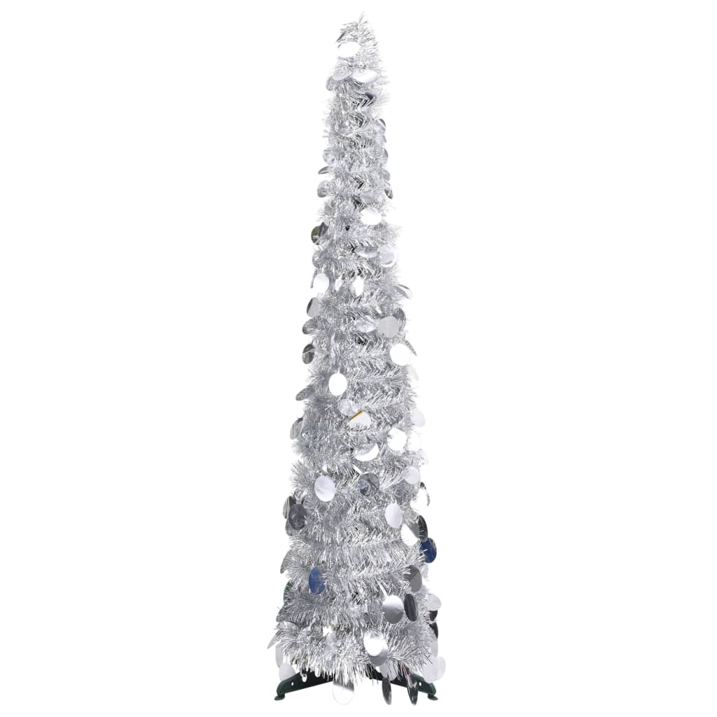 Pop-up Artificial Christmas Tree Silver 120 cm PET - OLBRIT