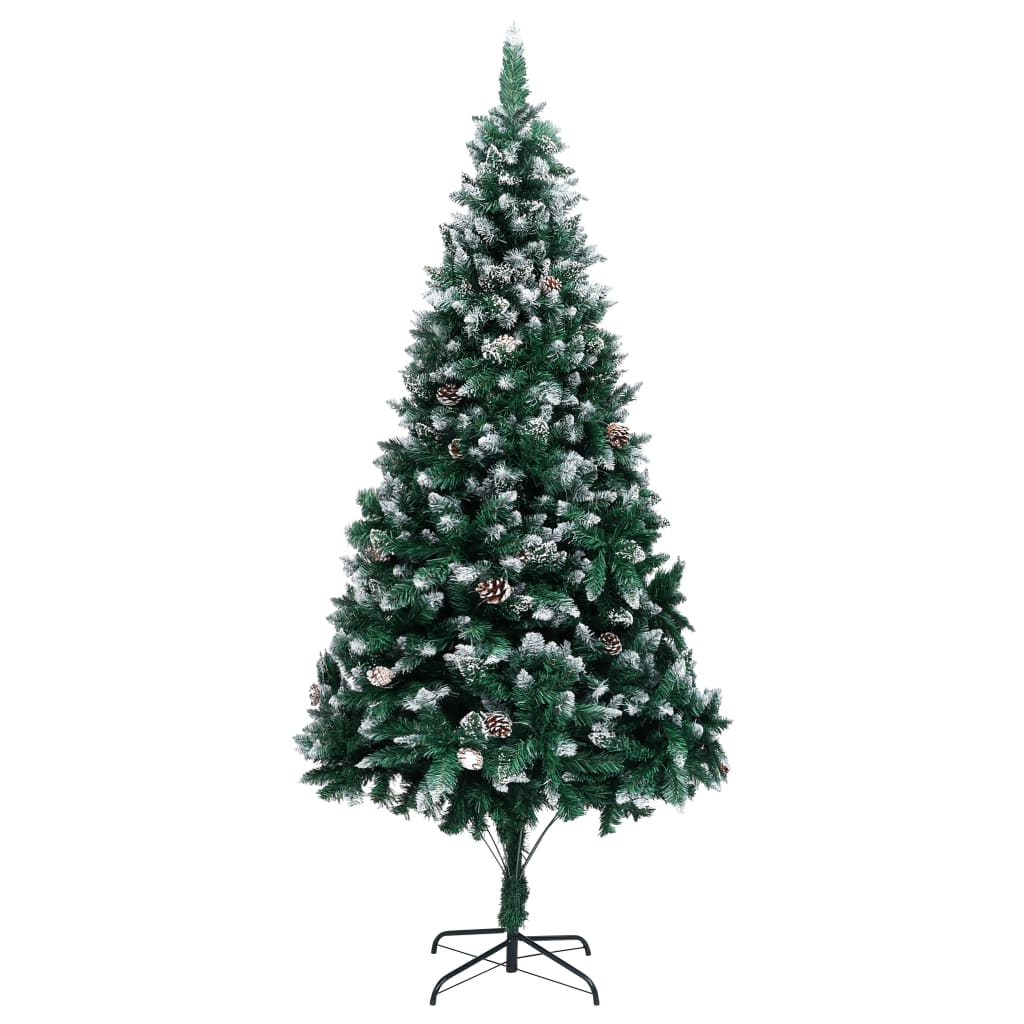 Artificial Christmas Tree with Pine Cones and White Snow 240 cm - OLBRIT