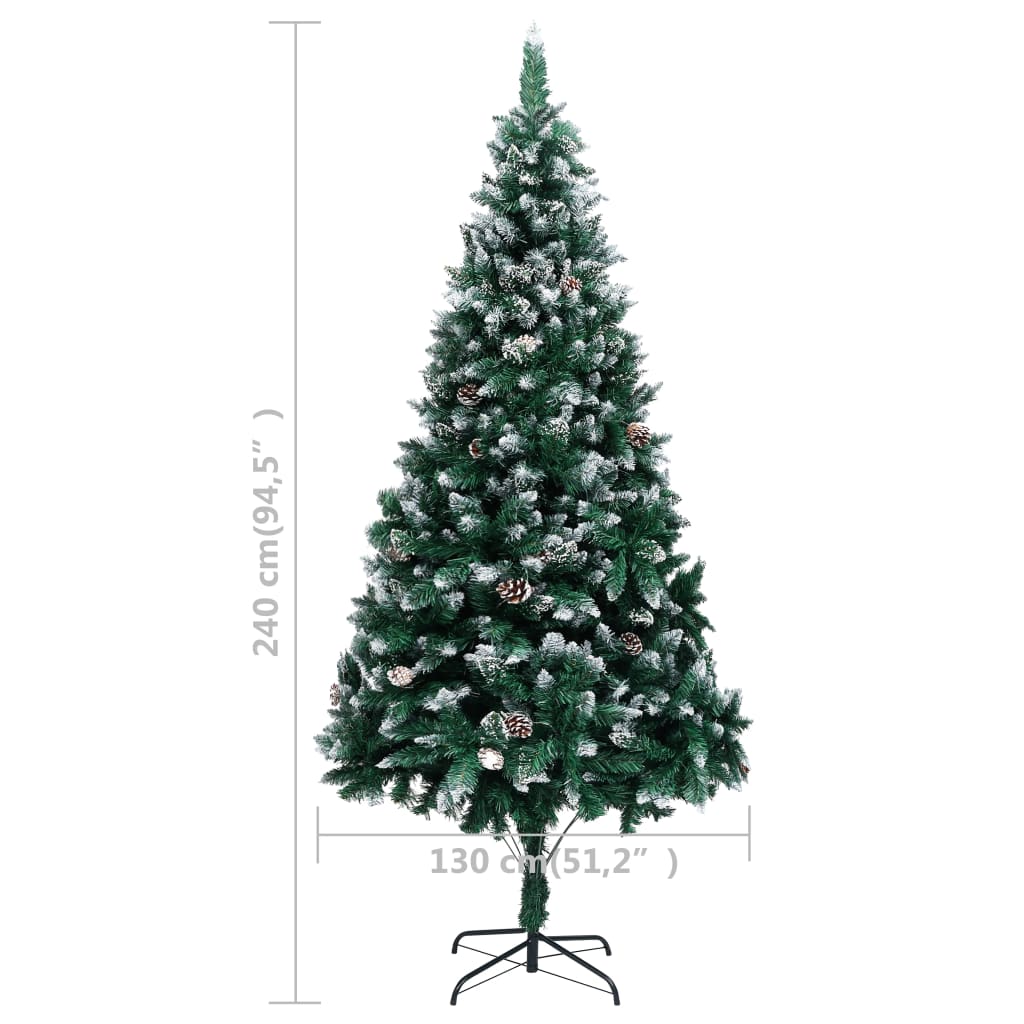 Artificial Christmas Tree with Pine Cones and White Snow 240 cm - OLBRIT