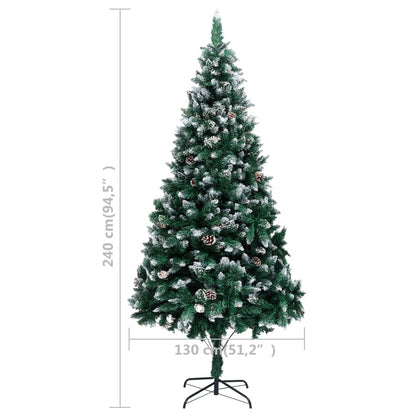 Artificial Christmas Tree with Pine Cones and White Snow 240 cm - OLBRIT
