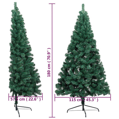 Artificial Half Christmas Tree with Stand Green 210 cm PVC - OLBRIT