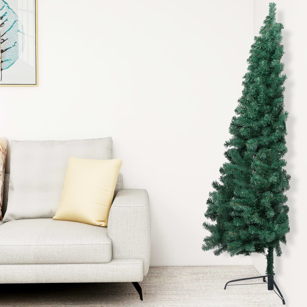 Artificial Half Christmas Tree with Stand Green 210 cm PVC - OLBRIT