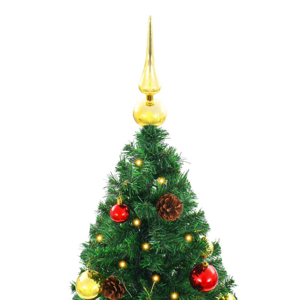 Artificial Pre-lit Christmas Tree with Baubles Green 180 cm - OLBRIT