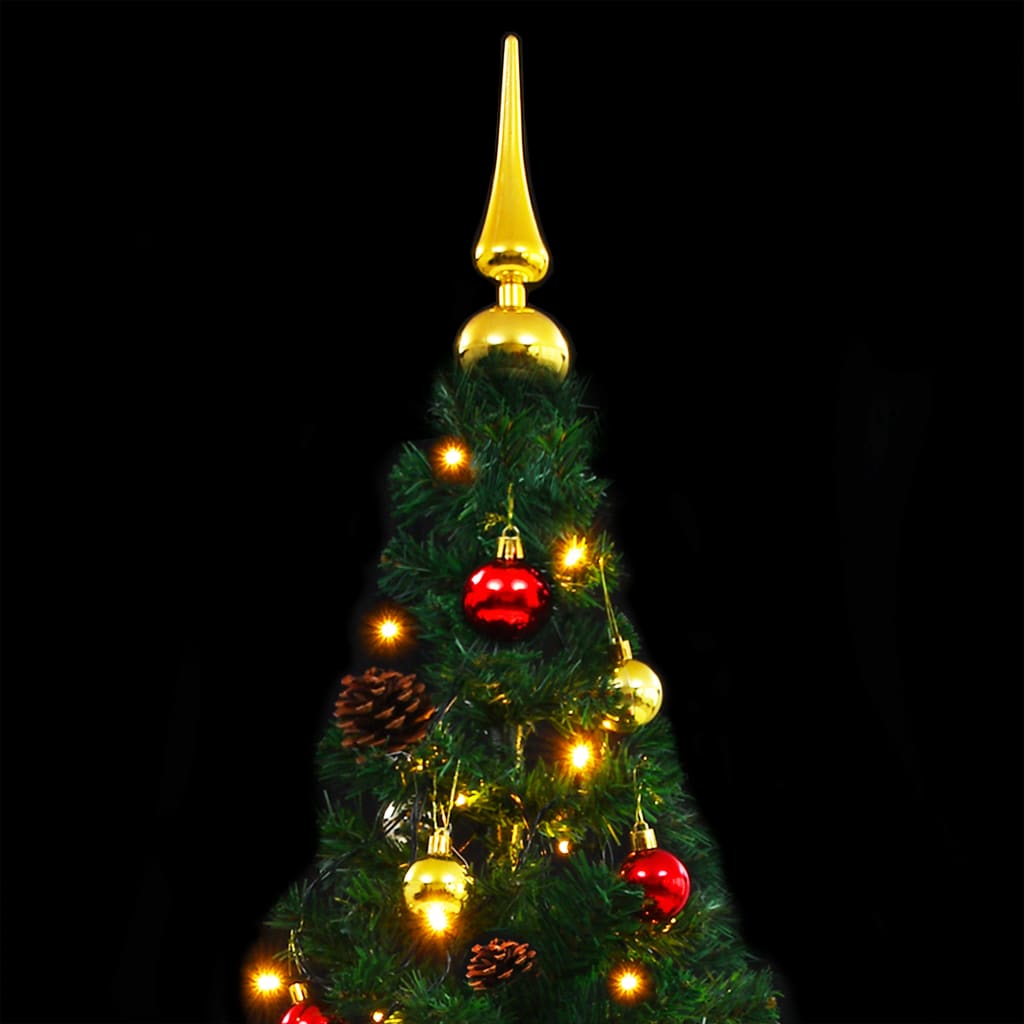 Artificial Pre-lit Christmas Tree with Baubles Green 180 cm - OLBRIT