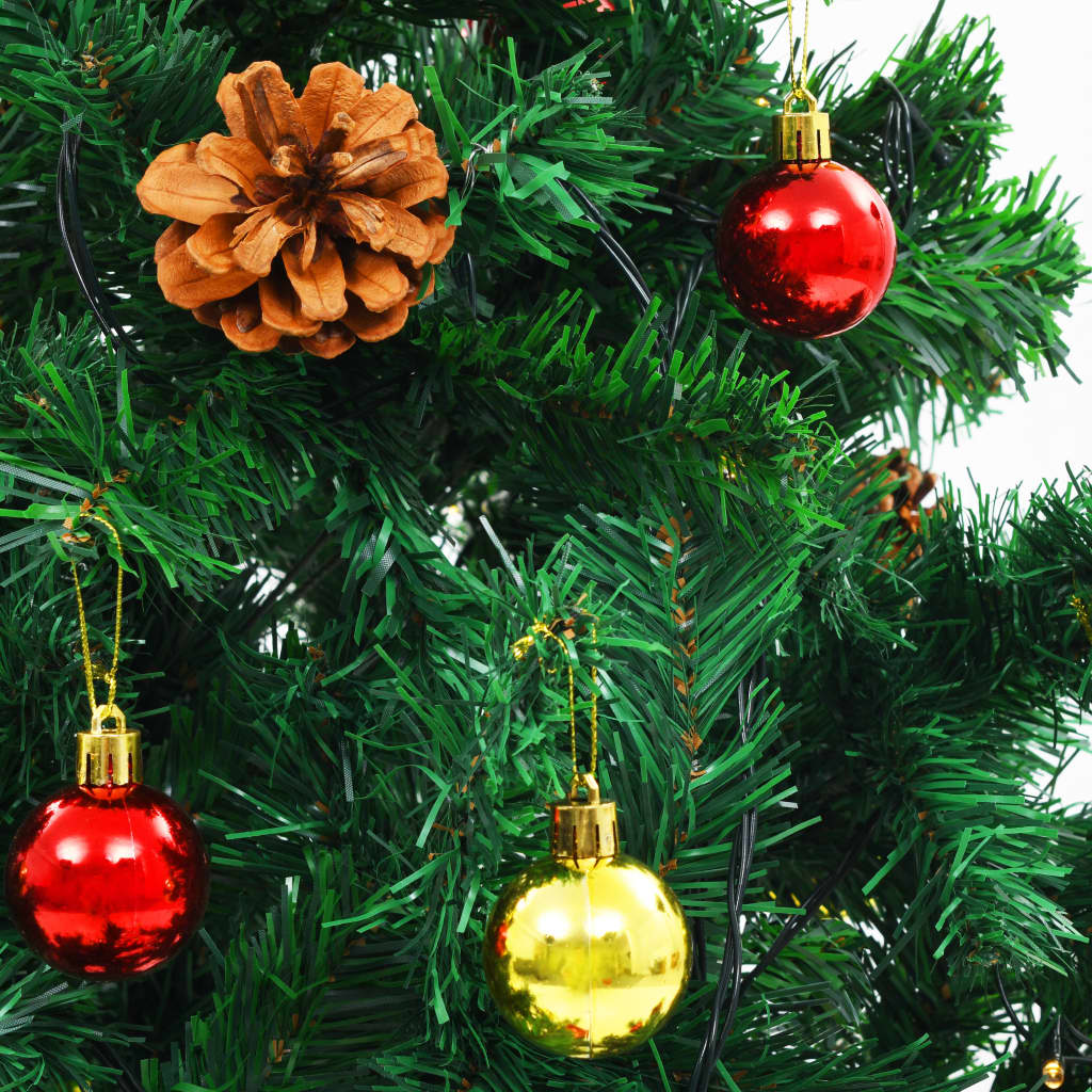 Artificial Pre-lit Christmas Tree with Baubles Green 180 cm - OLBRIT