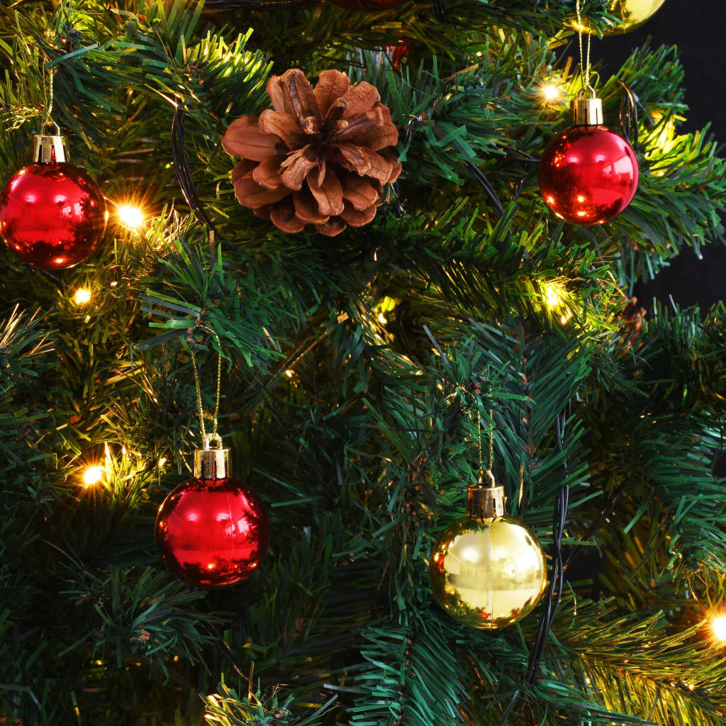 Artificial Pre-lit Christmas Tree with Baubles Green 180 cm - OLBRIT