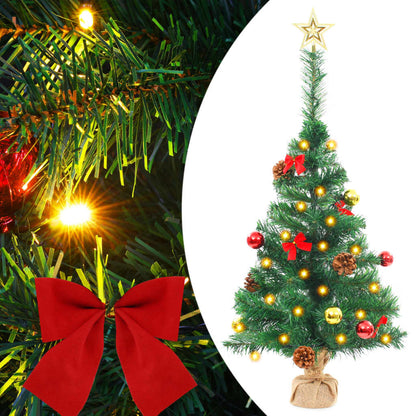 Artificial Pre-lit Christmas Tree with Baubles Green 64 cm - OLBRIT