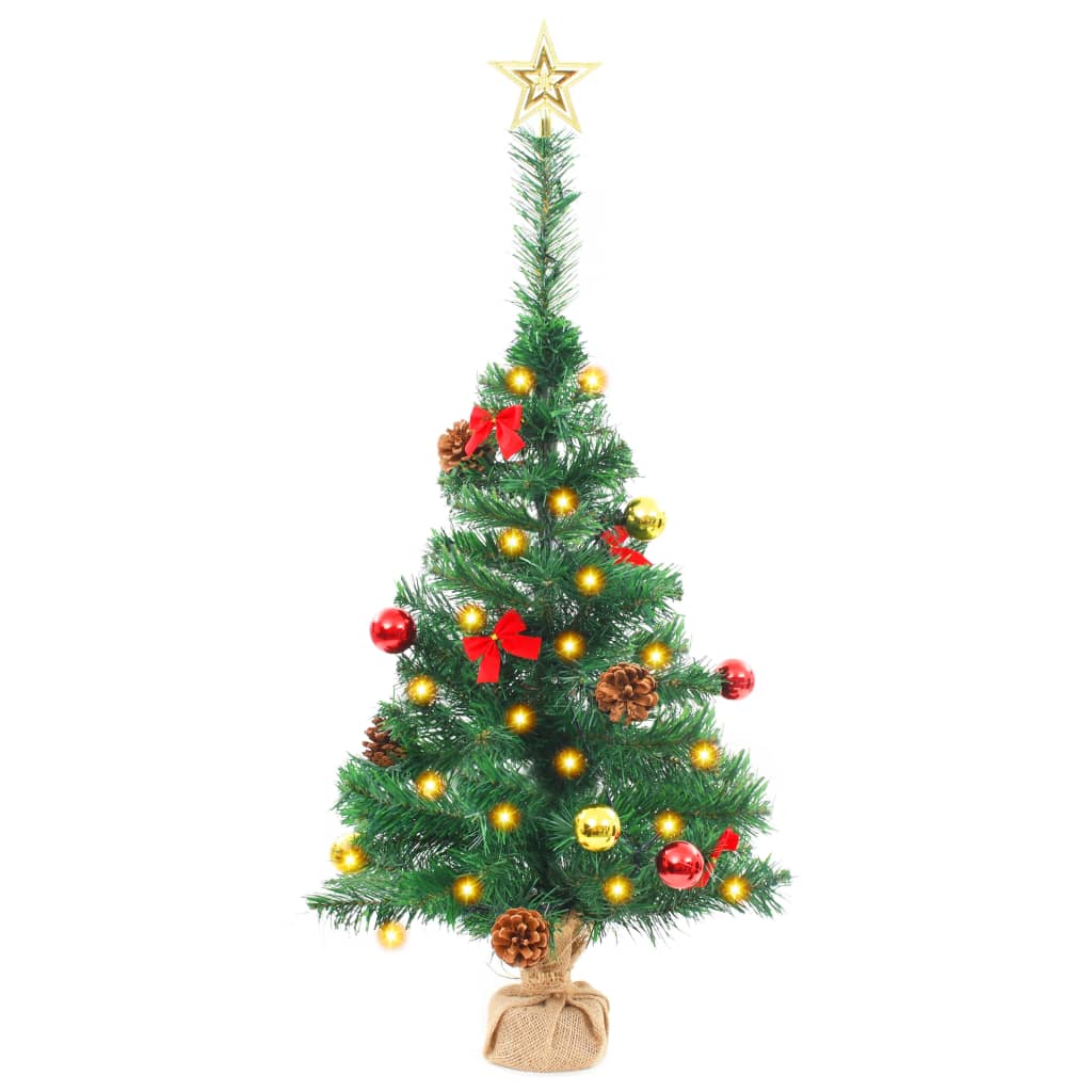 Artificial Pre-lit Christmas Tree with Baubles Green 64 cm - OLBRIT