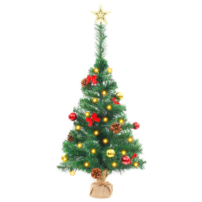 Artificial Pre-lit Christmas Tree with Baubles Green 64 cm - OLBRIT