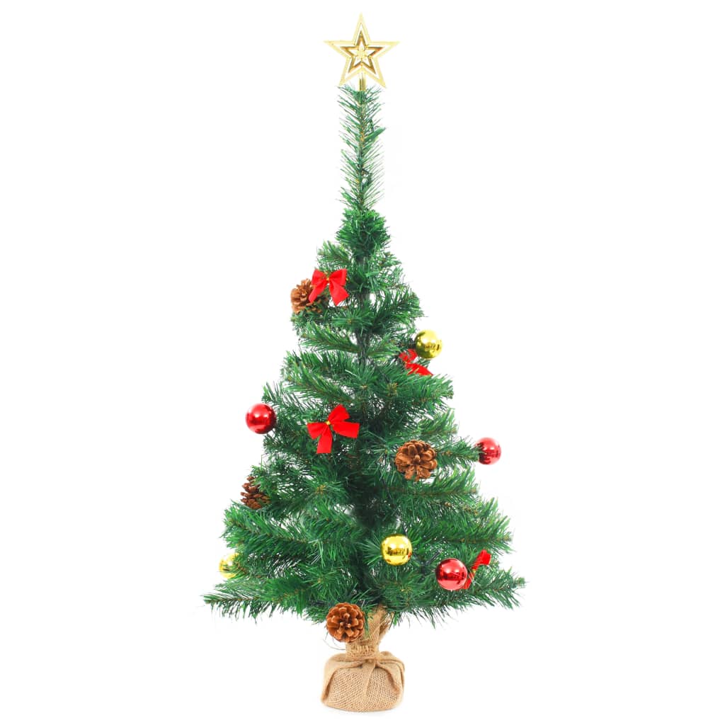 Artificial Pre-lit Christmas Tree with Baubles Green 64 cm - OLBRIT