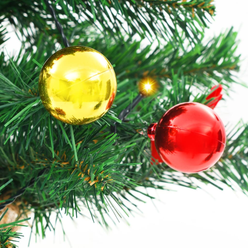 Artificial Pre-lit Christmas Tree with Baubles Green 64 cm - OLBRIT