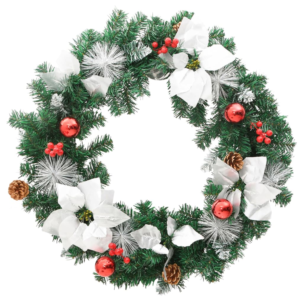Christmas Wreath with LED Lights Green 60 cm PVC - OLBRIT