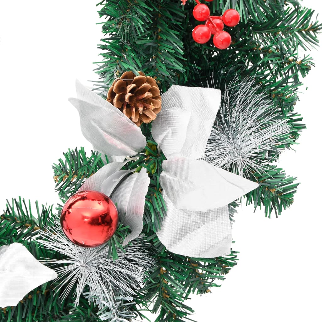 Christmas Wreath with LED Lights Green 60 cm PVC - OLBRIT