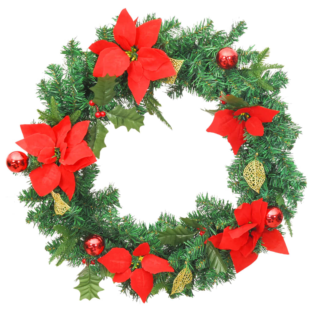 Christmas Wreath with LED Lights Green 60 cm PVC - OLBRIT